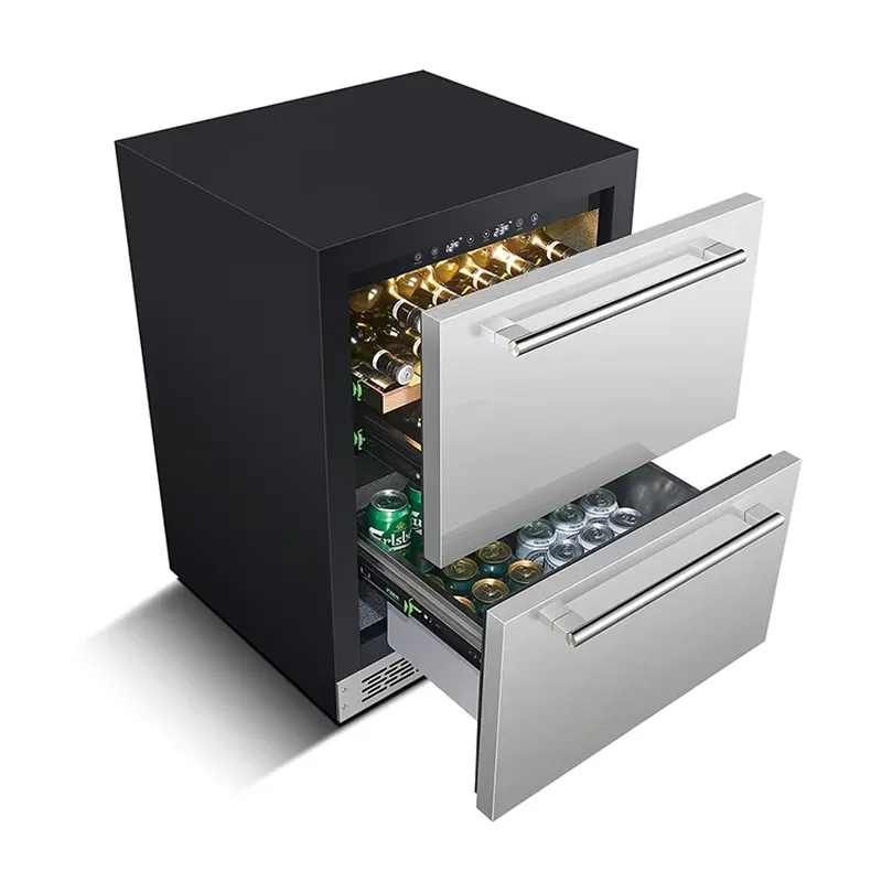 Wine Beer Dual Zone - Zwarte en duurzame roestvrijstalen ingebouwde 145L
